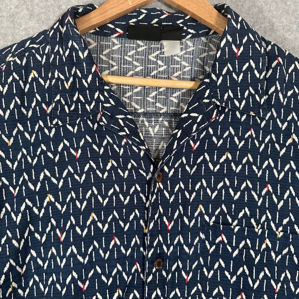Vtg 90s Patagonia AC Shirt L Kasuri Ikat Japanese Textile Pattern Organic Cotton